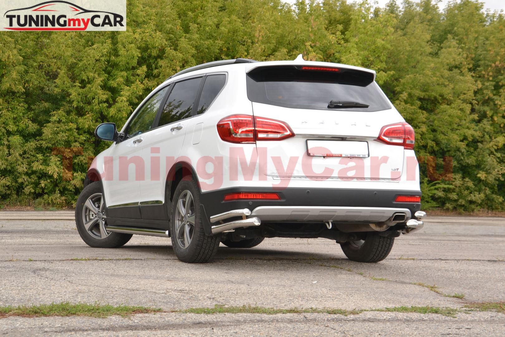 Защита заднего бампера двойная угловая 63/51 мм (НПС) HAVAL H6 2014-